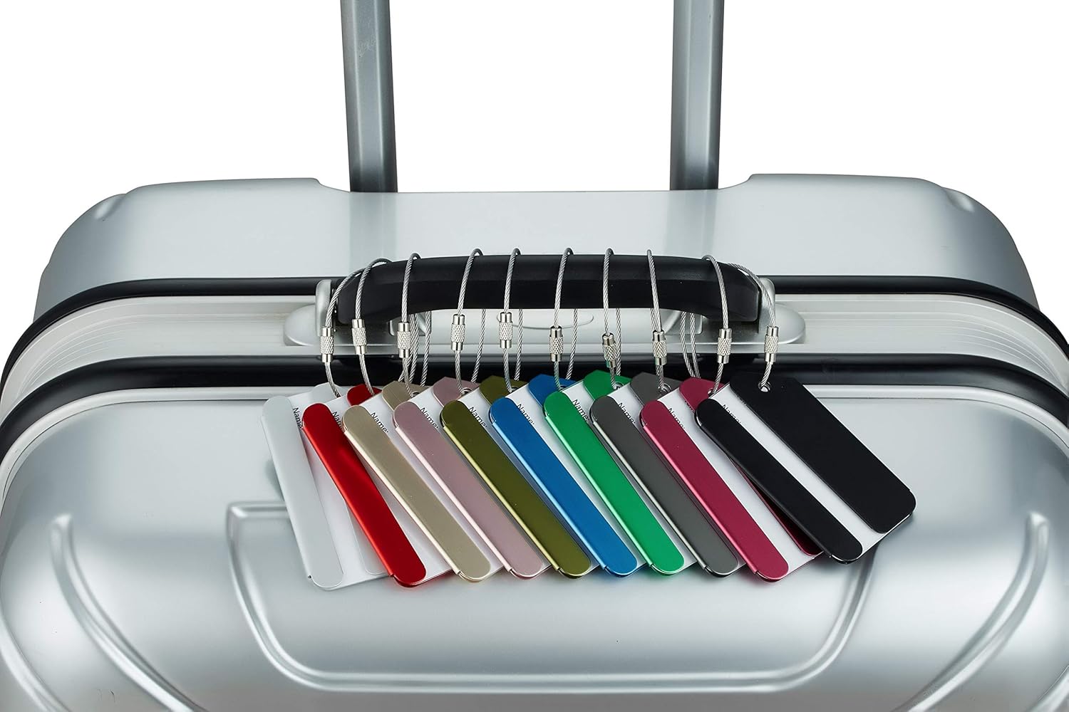 Travelambo Luggage Tags & Bag Tags Stainless Steel Aluminum Various Colors (Mixed Colors 10 pcs Set): Office Products