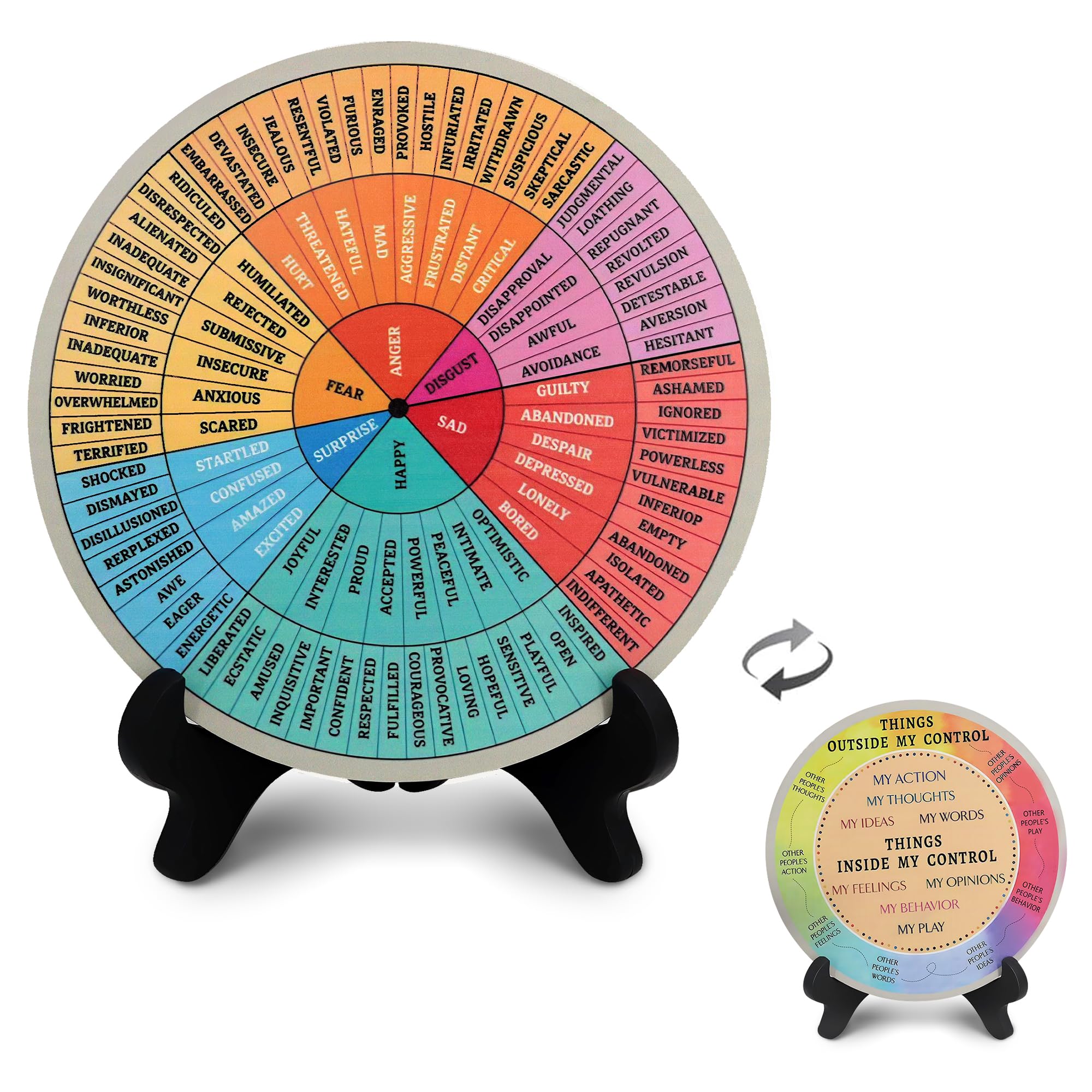 Photo 1 of Ainrvteers Emotion Wheel, Double-Sided Feelings Wheel with Stand, Counseling Office Must Have, Feelings Wheel Suitable for Therapy Office Decor School Counseling Office Must Have (ML, 1)