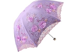 Honeystore Vintage Lace UV Sun Parasol Folding 3D Flower Embroidery Umbrella