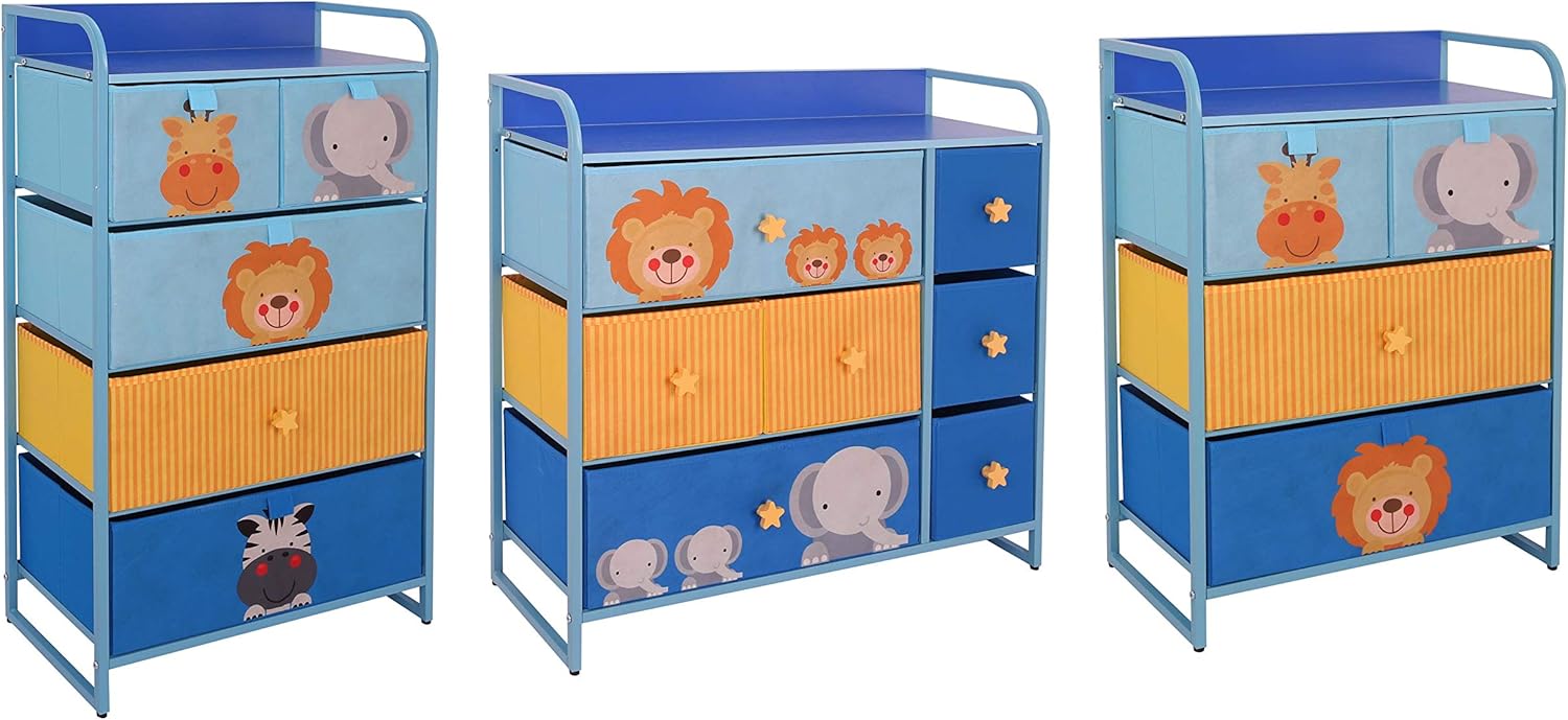 MY LUNA HOME Kids Dresser with 5 Drawers – Nursery Storage & Organizer Furniture for Children, Toddler, Baby– Heavy Duty, Soft & Easy Pull Fabric Bins for Toys, Clothes, Playroom & Bedroom - Blue: Kitchen & Dining