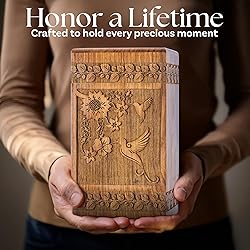 INTAJ Handcarved Rosewood Hummingbird Oversized Urn