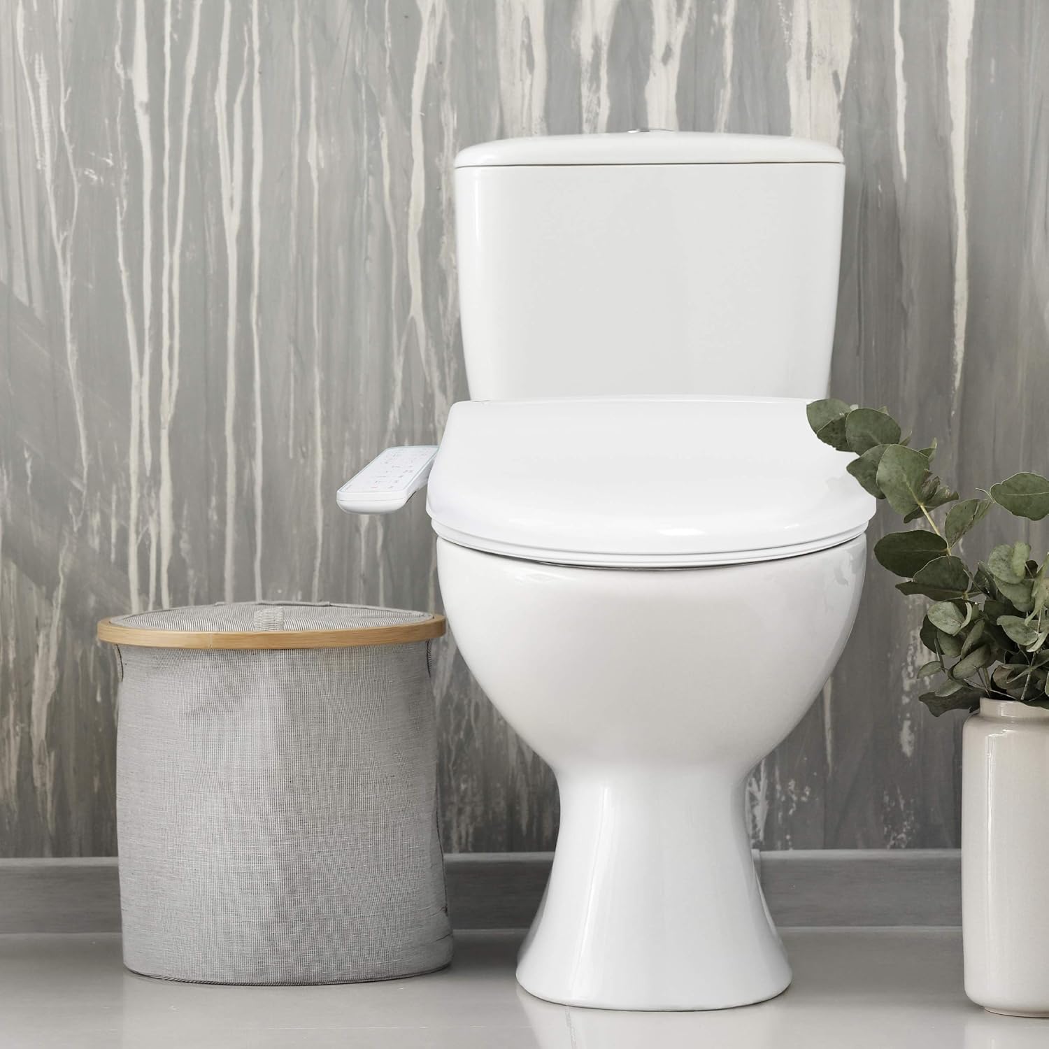 BidetMate 1000 Series Electric Bidet Heated Smart Toilet Seat with Heated Water, Side Panel Remote, and Heated Dryer - Adjustable and Self-Cleaning - Fits Elongated Toilets - - 