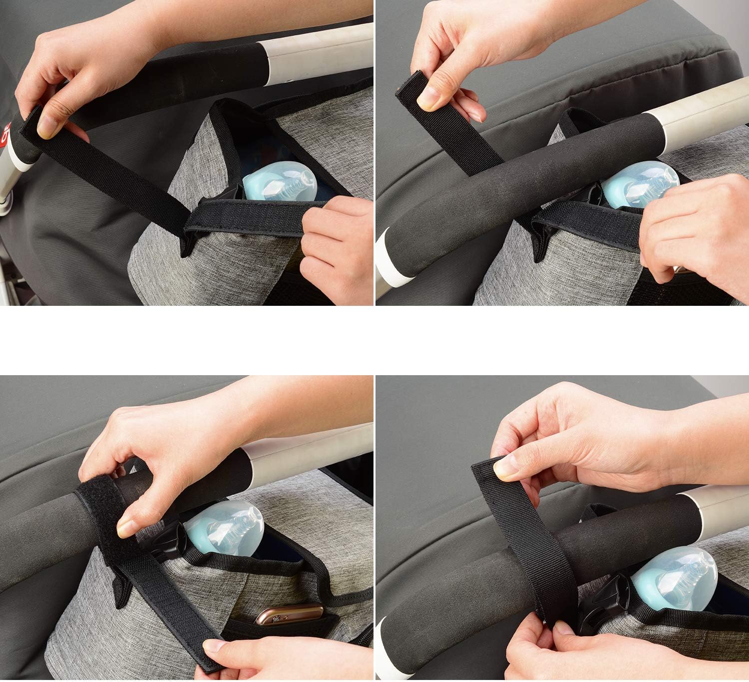 Homlynn Stroller Organizer, Parent Console Storage Bag-2 Deep Cup Holders Extra-Large Storage with Shoulder Strap, Adjustable Handlebar Strips-Fit All Stroller Models(Grey): Home Improvement