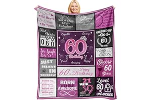 MAUPIVAE 60th Birthday Gifts for Women, 60th Birthday Gift Ideas, Best 60th Birthday Decorations Women, Throw Blanket 60"x50"