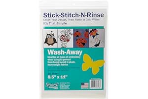 Bosal Stick, Stitch & Rinse 8.5"x11" Interfacing, 8.5" by 11", Clear