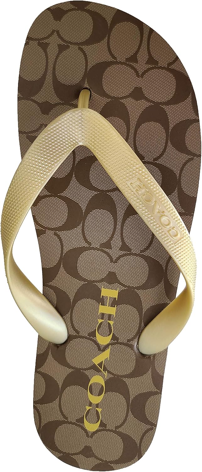 Coach Flip Flop Rubber Sandals Signature Print CC Logo