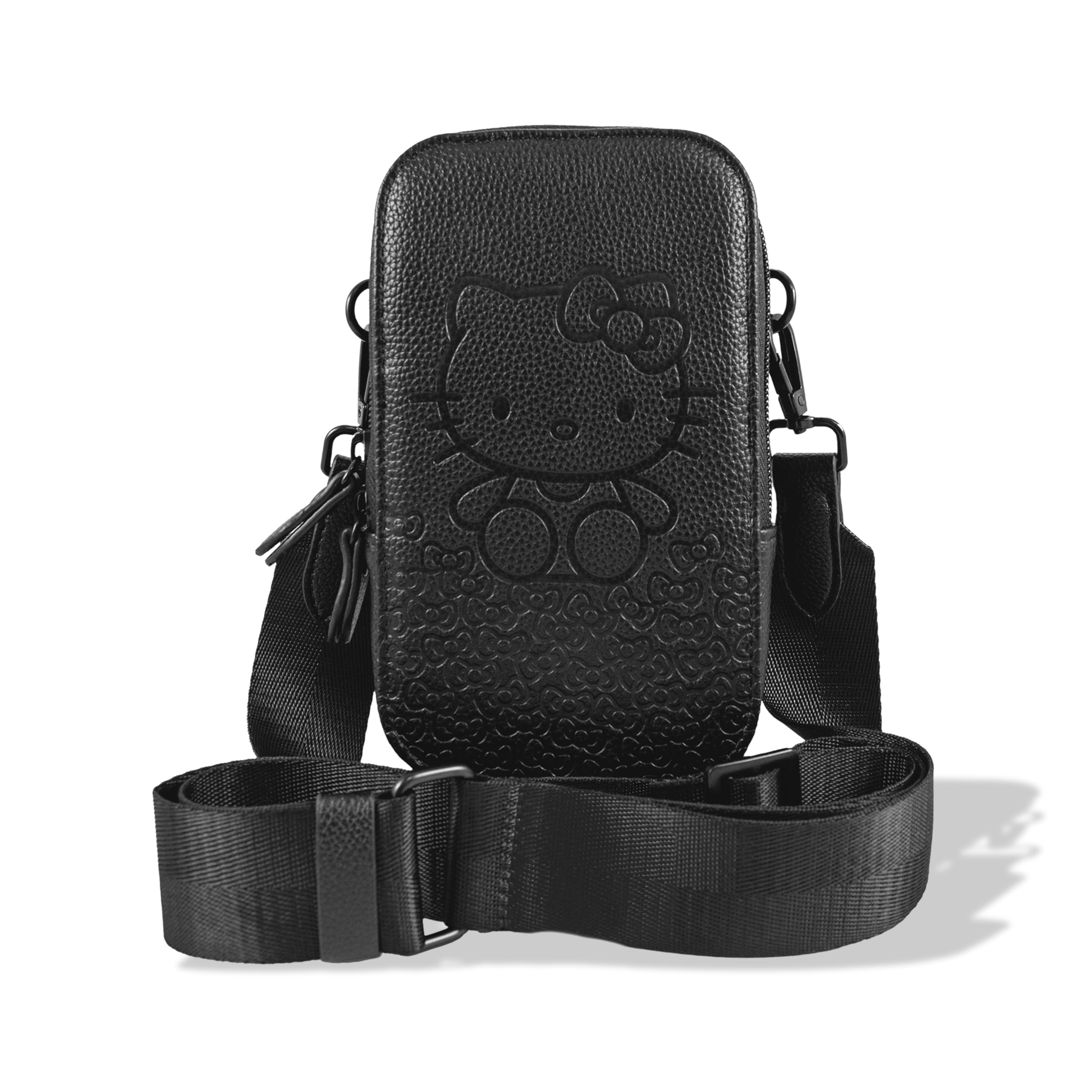 Photo 1 of Sonix x Sanrio Universal Phone Pouch | Crossbody Bag for Cell Phone, 3-in-1 Phone Purse Wallet | Hello Kitty Black Bows | Vegan Pebbled Leather - Matte Black