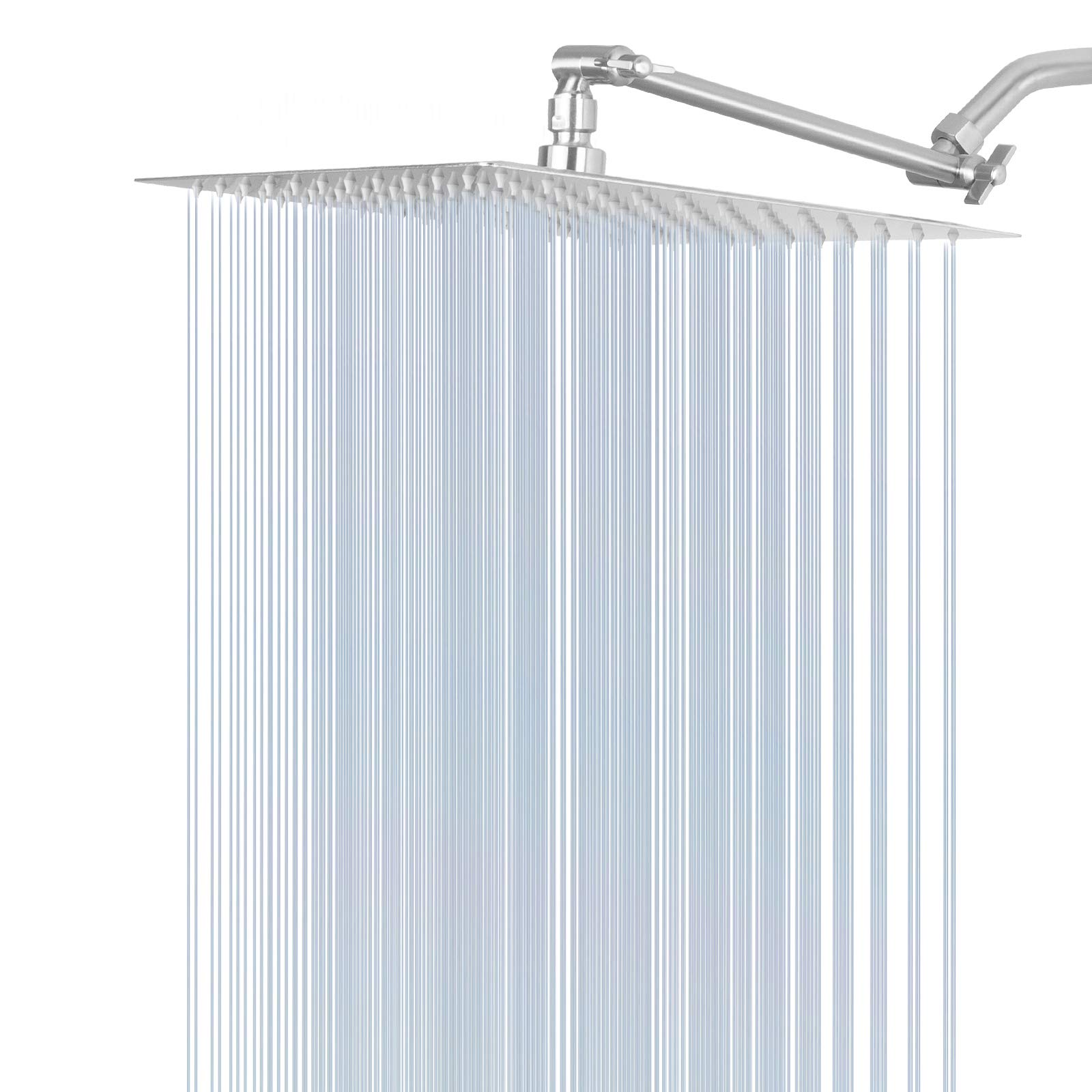 Photo 1 of **USED**
NearMoon Rain Shower Head with 11’’ Adjustable Extension Arm, Large Stainless Steel High Flow Rainfall Square Head, Bath Shower Waterfall Full Body Coverage (12 Inch, Chrome)