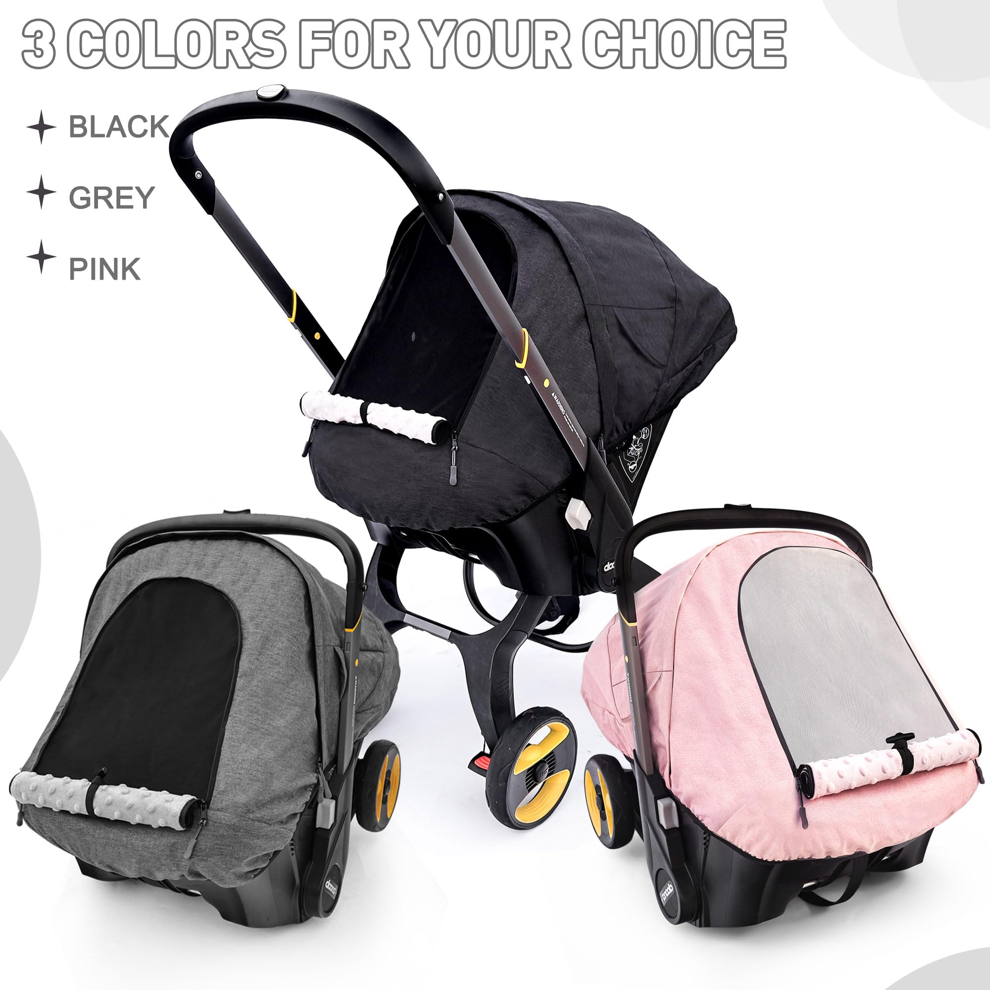 Waterproof Baby Car Seat Cover Compatible with Doona Car Seat and Stroller,Patented Windproof Car Seat Canopy for Boys & Girls, Keeps Babies Warm and Coz(Black)