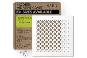 SABA Home Decor Air Vent Cover Grille - Acrylic Plexiglass 10" x 10" Duct Opening, 12" x 12" Overall White Finish Decorative Covers for Walls & Ceilings NOT for Floor USE, Venetian