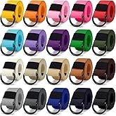 JaGely 20 Pieces Canvas Belt Web D Ring 1 1/2'' Wide Web Fabric Casual Belt with Black Double D Ring for Men Women, 20 Colors