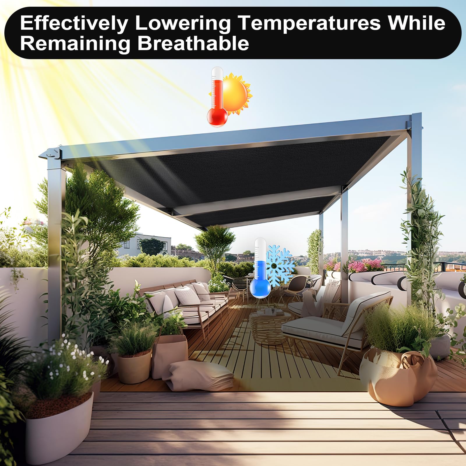 Artpuch 90% Sun Shade Cloth, 8 x 10 FT Pergola