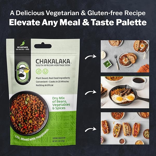 CHAKALAKA VEGETARIAN DRIED BEAN MIX – SOUTH AFRICAN SIDE DISH WITH BEANS, VEGETABLES, & SPICES – BOLD, ROBUST FLAVOR, NO HEAT, MILD (1 PK) 6 OZ