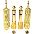 SiYear 3.5mm 1/8 inch TRS Plug to 6.35mm 1/4 inch Jack and 3.5mm Female to 6.35 Male Plug Gold Plated Set Audio Stereo Adapte
