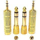SiYear 3.5mm 1/8 inch TRS Plug to 6.35mm 1/4 inch Jack and 3.5mm Female to 6.35 Male Plug Gold Plated Set Audio Stereo Adapte