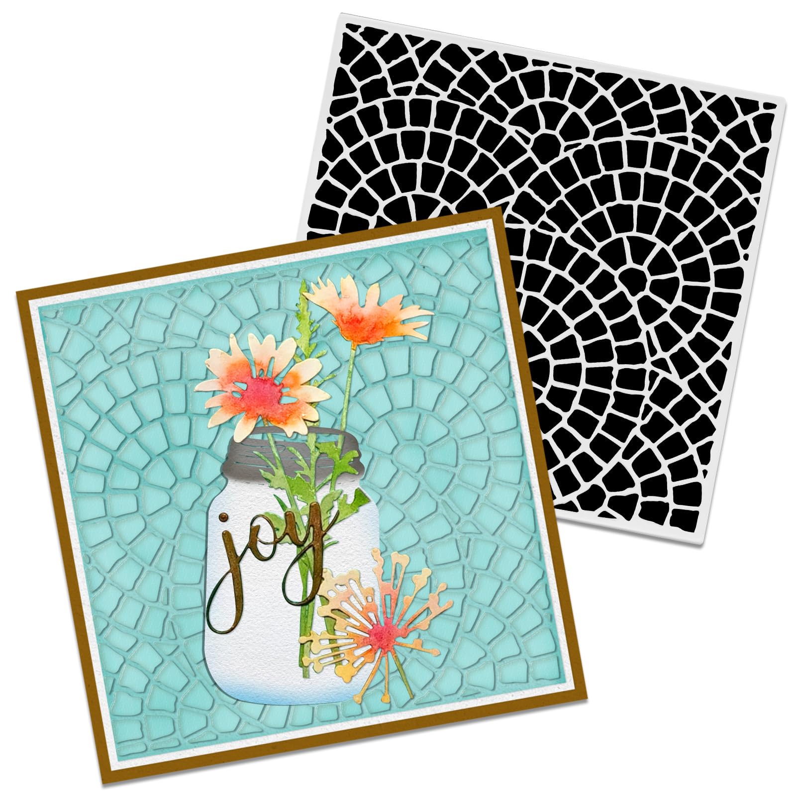 Photo 1 of 3-D Textured Impressions Background Embossing Folder for Card Making, Mosaic Plastic Embossing Folder Template for Scrapbooking Paper Craft Album Stamps DIY Décor