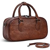 HESHE Genuine Leather Crossbody Bags for Women, Top Handle Purses Barrel Satchel Handbags with Adjustable Shoulder Strap