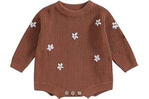 SAYOO Baby Sweater Romper Toddler Girl Oversize Embroidery Knit Pullover Sweater Warm Sweatshirt Romper Fall Winter Clothes