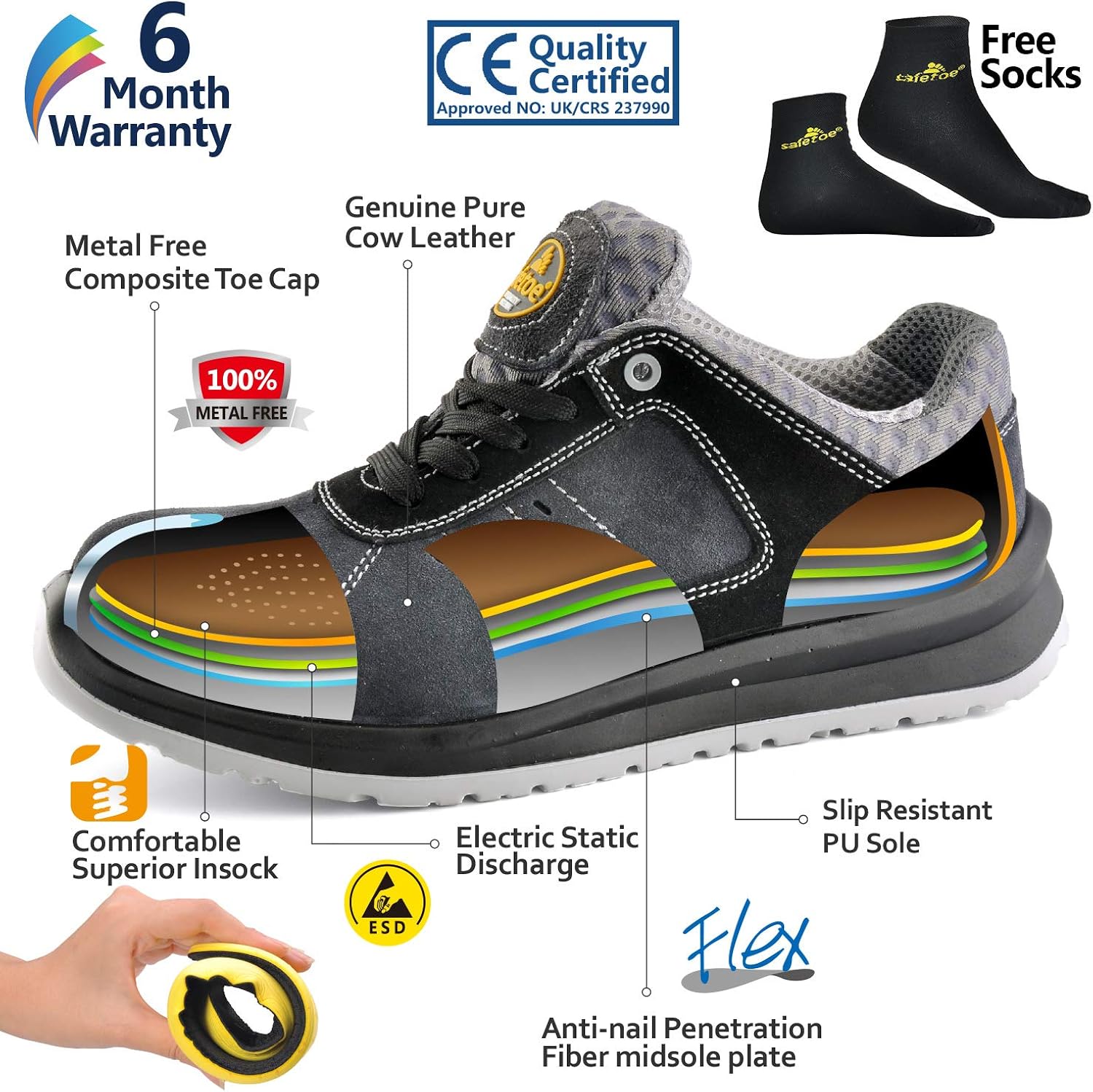 wide fit lightweight safety shoes