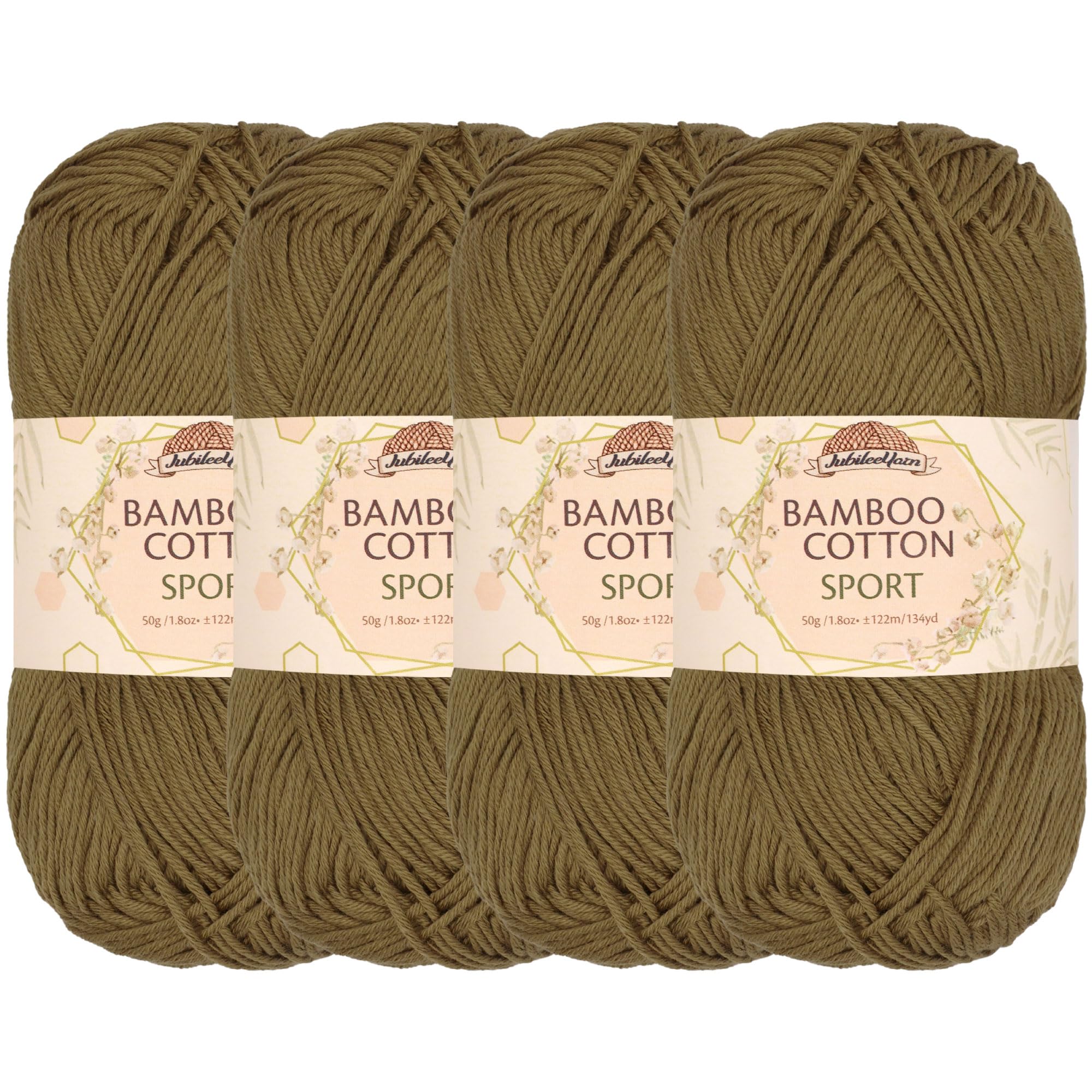 JubileeYarn Bamboo Cotton Sport 4 Ply Yarn - 50g/Skein - Chestnut Brown - 4 Skeins — image 1