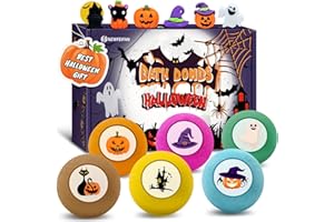 NEWFEIFAN Halloween Bath Bombs for Kids, Boo Basket Stuffers for Women, Set of 6 Organic with Surprise Toys Inside, Gentle Formula Creates Rainbow Bubbles, Perfect Birthday Gifts for Children Girls Boys