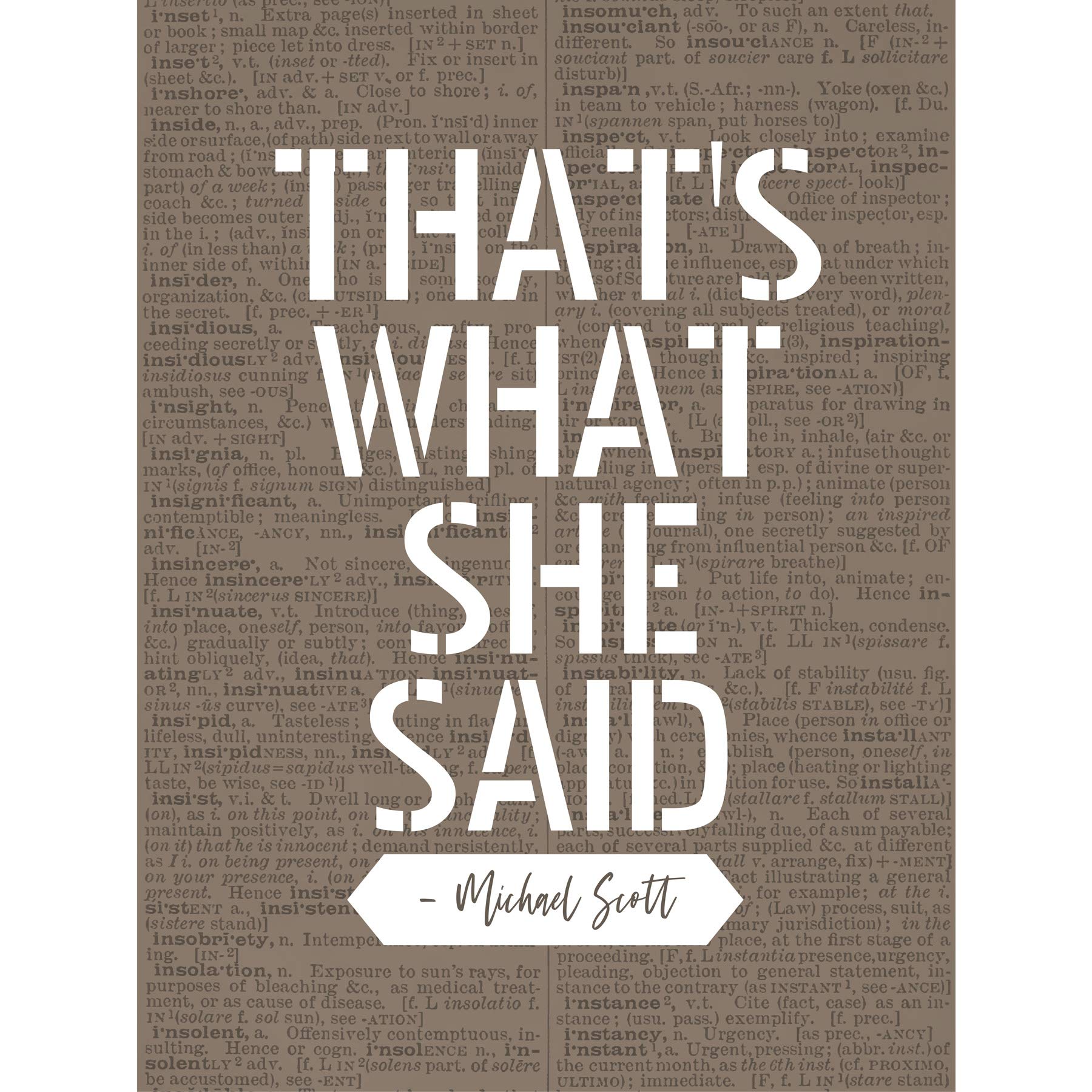 Artery8 Dictionary Quote That's What She Said Michael Scott Large Wall Art Poster Print Thick Paper 18X24 Inch