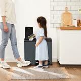 SONGMICS 54L Recycling Bin 3 Compartments Pedal Bin Grey Black LTB54G view 2