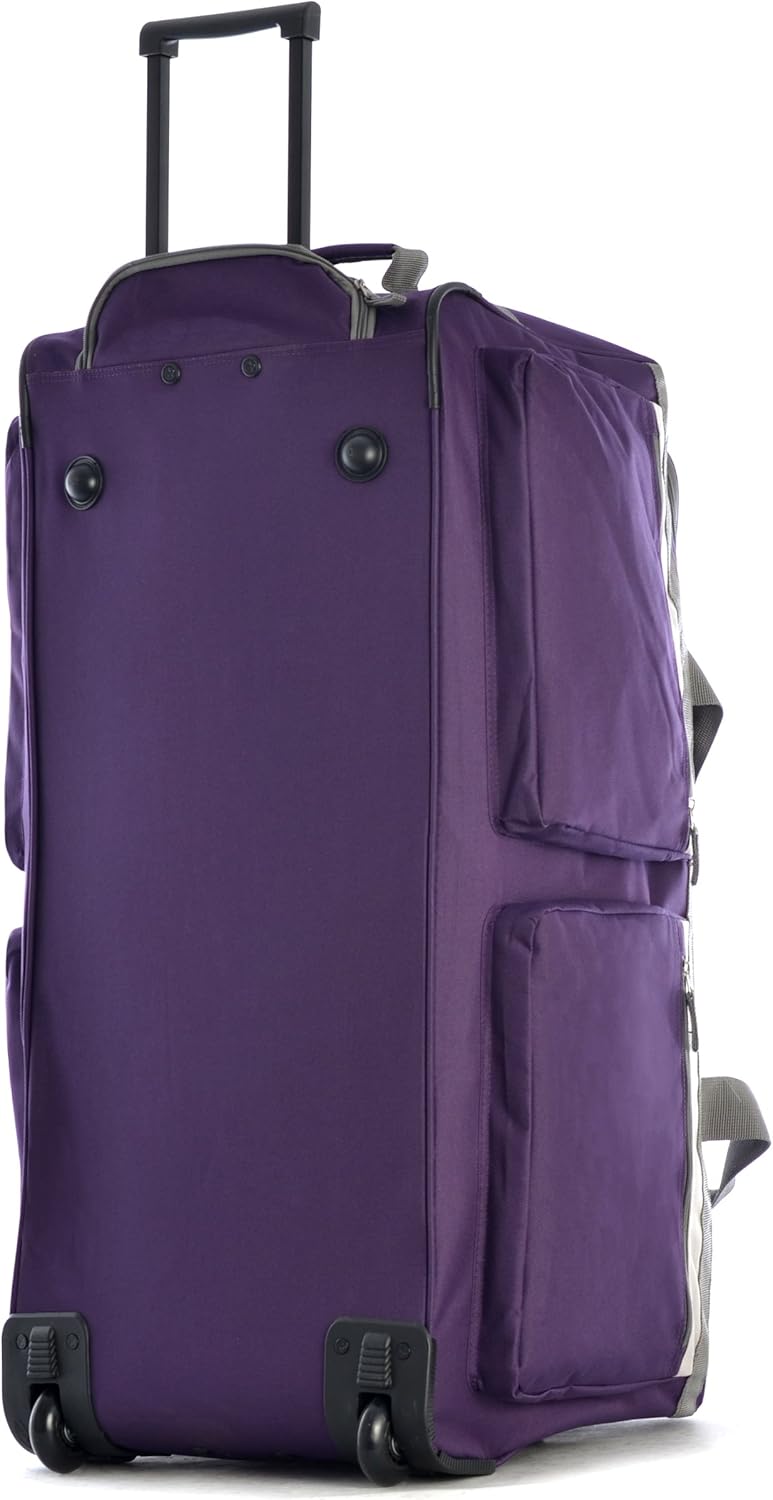  | Olympia 8 Pocket Rolling Duffel Bag, Dark Lavender, 33 inch | Travel Duffels