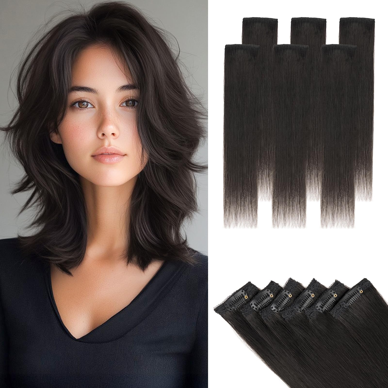 Photo 1 of **FACTORY SEALED** Short Hair Extensions Clip ins,S-noilite Short Clip in Hair Extensions Real Human Hair,Mini Hairpieces for Add Volume and Highlights,6 Pieces 31g 10 inch Natural Black