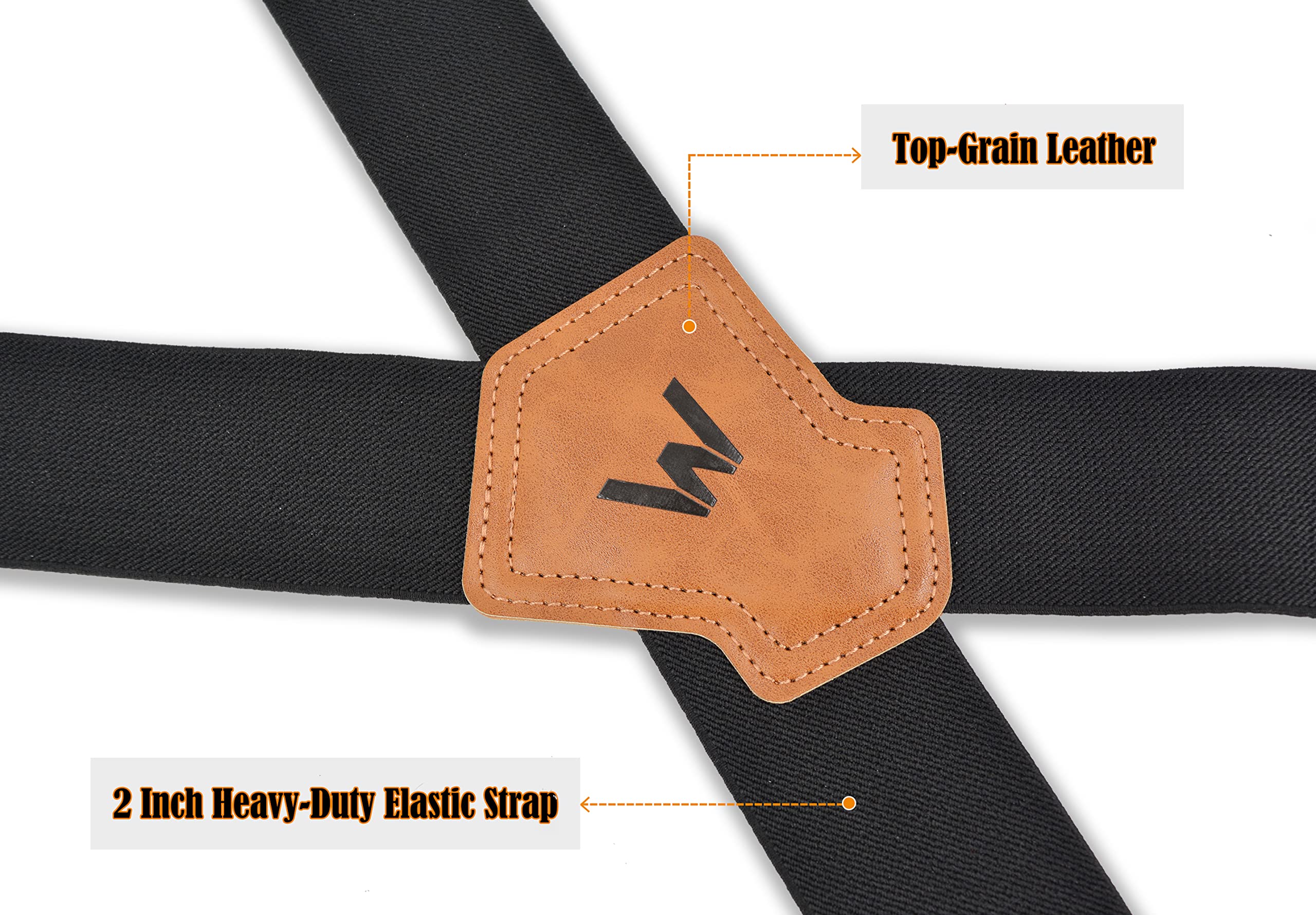 WELKINLAND Elastic Suspenders for Men - Heavy Duty Work Suspenders with Clips