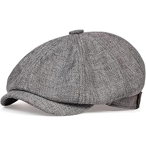 Men's Flat Caps Black Newsboy Hat Breathable Linen Summer Cap for Casual Everyday Wear