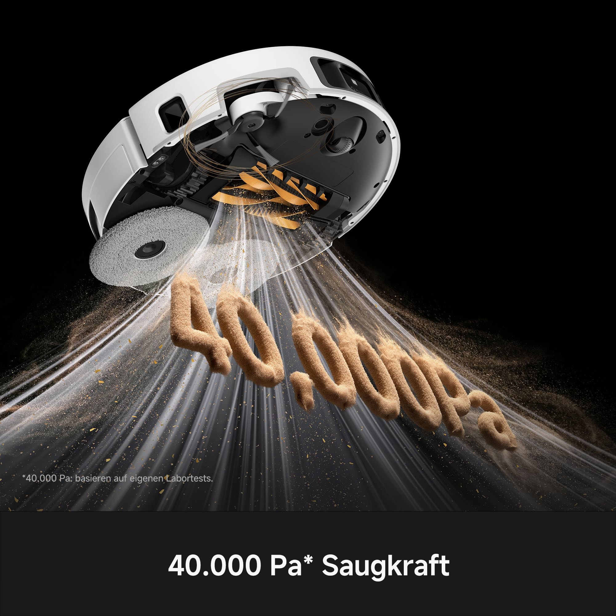 Mova V70 Ultra Complete X Saugroboter, MaxiReachX-Doppelverlängerung Seitenbürste & Mopp, 40.000 Pa Saugkraft, 15N Abwärtsdruck & 300 U/min Wischen, 9 cm Hindernisüberwindung, EcoCyclone-Staubbehälter 5