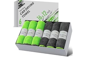 VIGORSHINE 6-Pack Microfiber Towels for Cars (16"×12") Ultra Absorbent and Scratch-Free Car Detailing Cleaning Cloth, Trucks, Home Cleaning, Pet Drying, Boats, and Motorcycles, Gift Packed