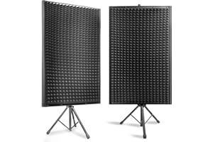 Sound Wall Panel Studio Foam - Acoustic Isolation Absorber Shield and Dampening Wedge with Height Adjustable Stand, Includes 