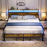 Liians King Size Bed Frame with USB Type C Charging Station Headboard, Smart LED Lights, Metal Platform Noise Free, No Box Spring Needed, Easy Assemably