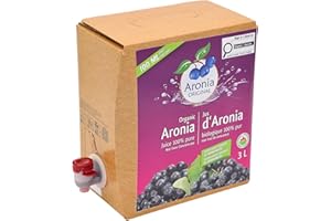 Aronia ORIGINAL Organic Aronia Berry Juice 3 Litre / 101.4 Fl Oz Box (30-Day Supply) | Pure Aronia fruit from first pressing 
