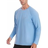 Roadbox Men's UPF 50+ Rash Guard Long Sleeve, Cool Dry UV Sun Protection Water T-Shirts, Lightweight Fishing Hiking Shirts