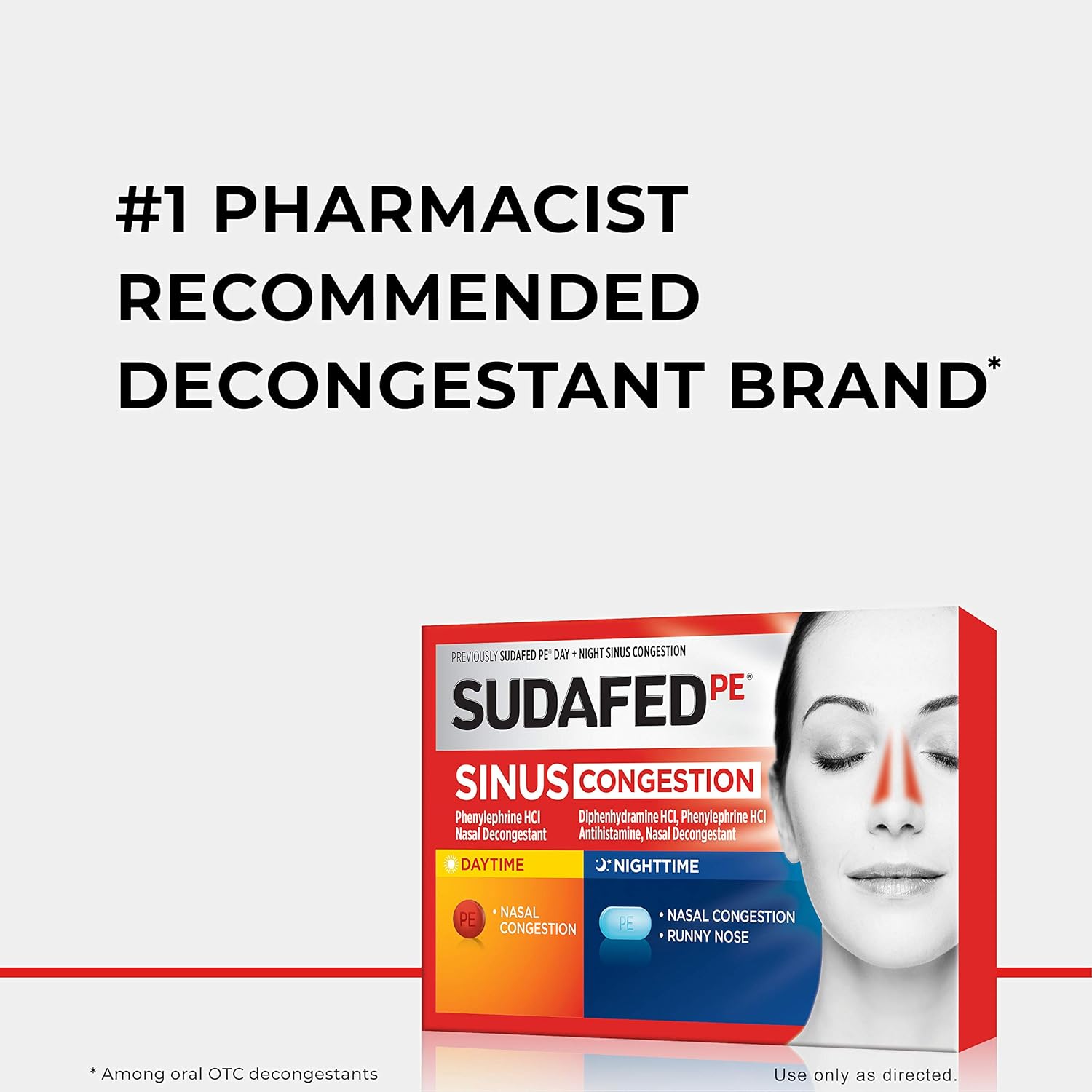 Sudafed PE Sinus Congestion Day + Night Maximum Strength Decongestant Tablets, 20 ct: Health & Personal Care