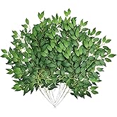 12Pcs Italian Ruscus Greenery, 23" Artificial Silk Stems Garland w/Green Leaf Vines Bendable Faux Hanging Plants Spray for DIY Wedding Arch Bouquet Table Centerpieces Vase Filler and Home Indoor Decor