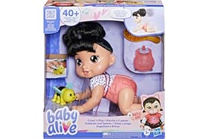 Baby Alive Crawl 'n Play Katie Kat Electronic Crawling Baby Doll Set, Black Hair, Kids Toys for Girls & Boys 3 Years & Up, 10.75 Inches