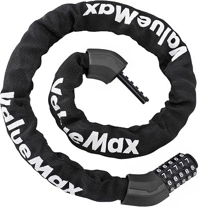 ValueMax 8mm x 1m Heavy Duty Bike Chain Lock with 5-Digit Resettable Code