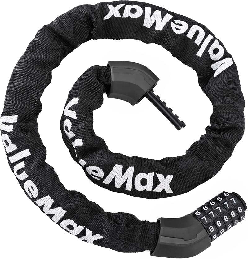 ValueMax 8mm x 1m Heavy Duty Bike Chain Lock with 5-Digit Resettable Code