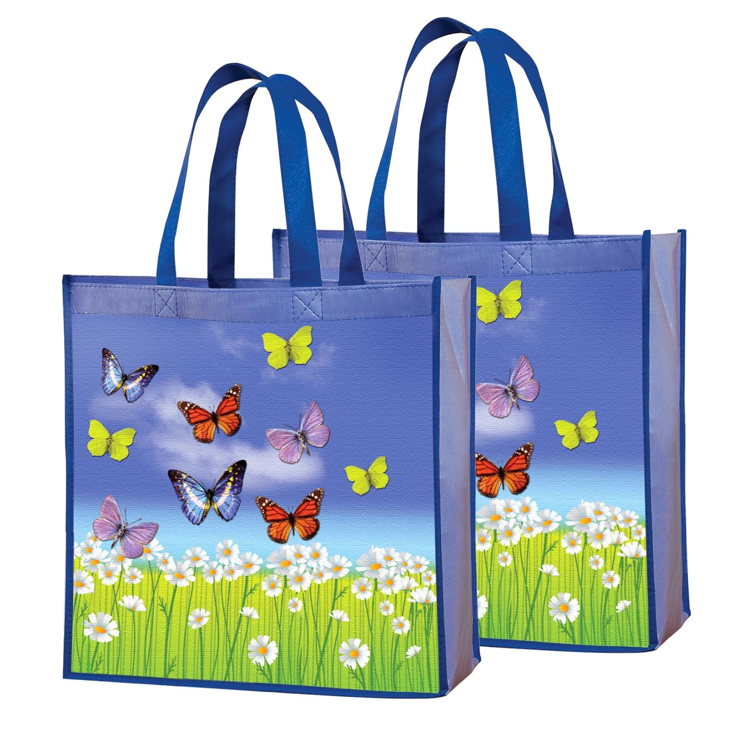 人気満点 トートバッグ 再利用可能なショッピングバッグ 頑丈 環境に優しいバタフライトートバッグ 2のセット B079vgwh9x Hermescolleges Ca