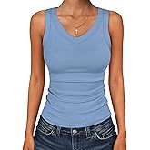 ANRABESS Tank Tops for Women V Neck Ribbed Knit Slim Fitted Sleeveless Basic Tee Tanks Casual Summer Clothes 2026
