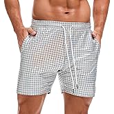 AMY COULEE Mens Metallic Shorts 5" Shiny Holographic Disco Shorts Outfit Sparkly Rave Hot Drawstring Shorts