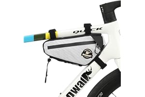 abamita Bicycle Frame Bag Rhinowalk Bike Triangle Bag with Dual Side Mesh Pockets for MTB Road Bike Cycling Commuting (White,1.3L)