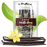 12 Large Tahitian Vanilla Beans - Vacuum Sealed Grade A Vanilla Pods - Rich, Creamy Flavor & Aroma - Ingredients for Baking,