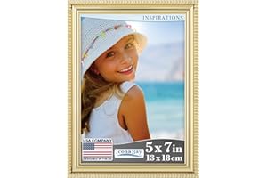 Icona Bay 5x7 Gold Picture Frame Beautifully Detailed Molding, Contemporary Picture Frame Set, Wall Mount or Table Top, Inspirations Collection
