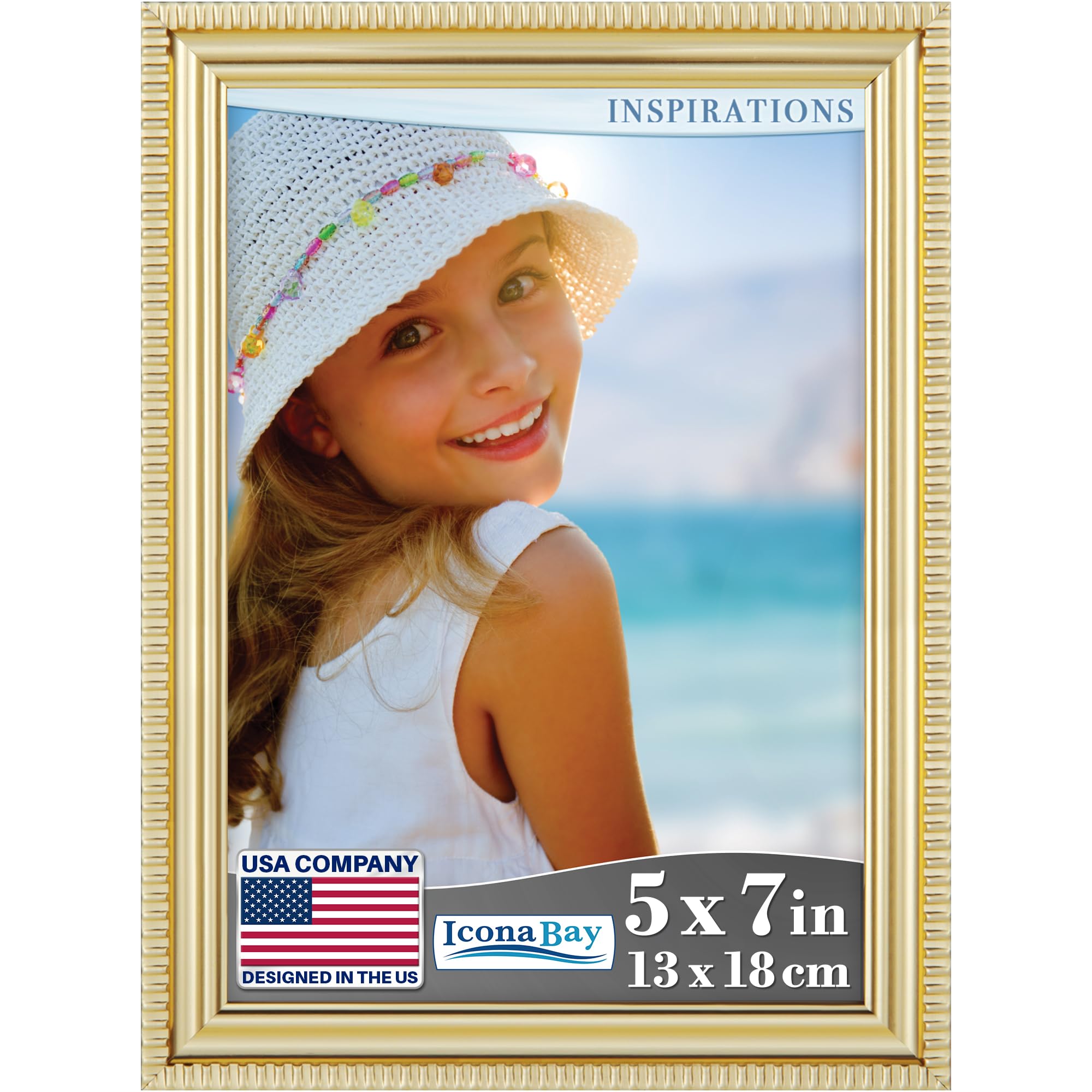 Photo 1 of Icona Bay 5x7 Gold Picture Frame Beautifully Detailed Molding, Contemporary Picture Frame Set, Wall Mount or Table Top, Inspirations Collection