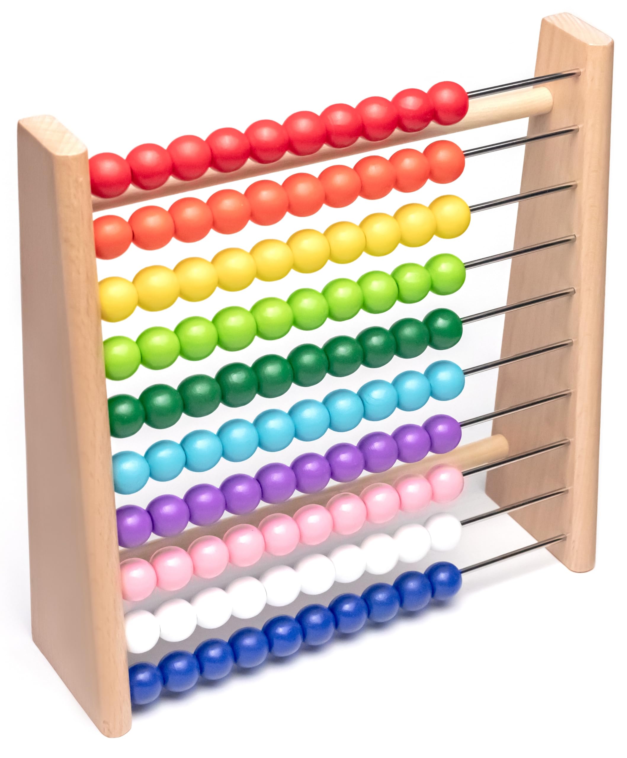 Natureich Abacus Arithmetic Frame - Educational toy made of wood, beech, for primary school pupils, 100 wooden arithmetic board, colourful balls with tasks learning for arithmetic professionals